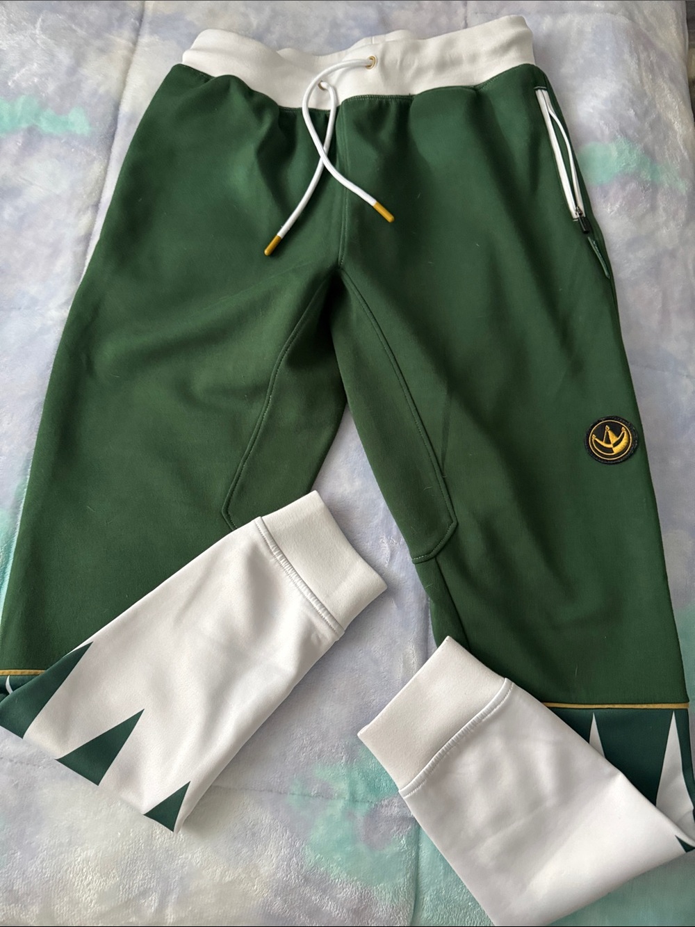 Power Ranger Green and White Men’s Colorblock Jogger Pants